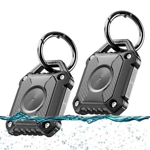 ONEONTA 2 PACK Air Tag Holder IP68 Waterproof Air Tag Keyring Hard TPU Air Tags case 360Full Protection Air Tag. Holder with Key Ring For Apple Air Tag gps tracker devices
