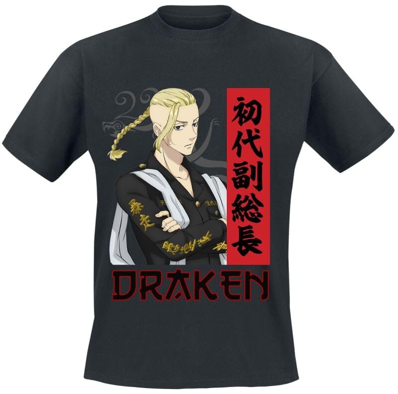 Tokyo Revengers Draken Hombre Camiseta Negro XL 100% algodón Regular