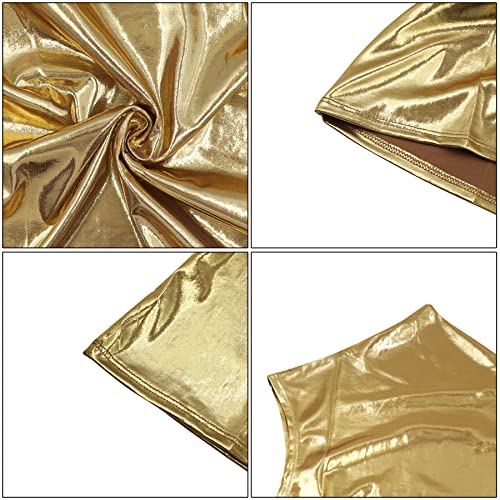 ANKOMINA Women's Sexy Metallic One Shoulder Mini Dress Shiny Sleeveless Bodycon Dresses for Party Club Cocktail2