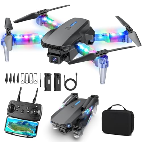 Mini Drone for Kids and Beginners, Quadcopter with LED Lights, 3D Flip, Circle Fly, Altitude Hold, 3D Flip, Headless Mode, 2 Batteries, Easy to Fly RC Drones, Kids Drone Toys for Boys Girls Adults Christmas Birthday Idea Gifts