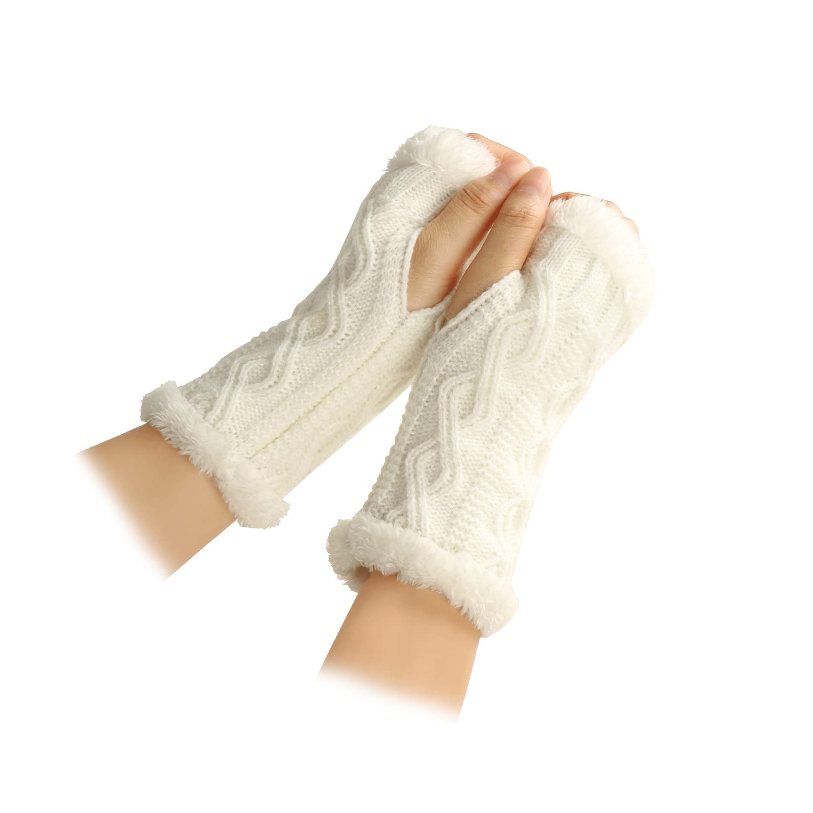 TAGVO 4 Paia Guanti Senza Dita da Donna, Guanti a Maglia Corta, Guanti Donna Termici Invernali, Braccio Manicotti per Donne Attività all'aperto