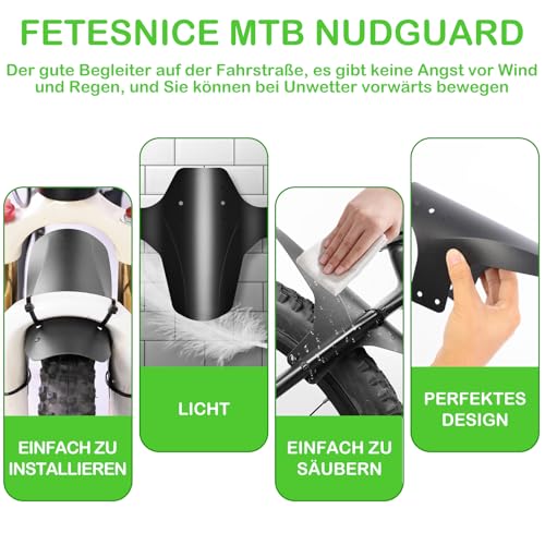 FETESNICE Mountain Bike Mudguard, 2Pcs MTB Mudguard Front and Rear Compatible,Fits 26", 27.5" - Image 4