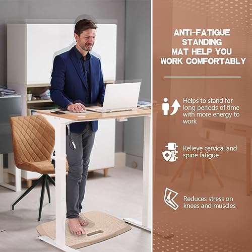 Image of 3 /4 Inch Portable Anti Fatigue Standing Mat with Massage Points, Comfort Foot Standing Pad for Office Desk with Handle, Cushioned Kitchen Mat for Office & Home (Rose Gold, 17 inch X 22 inch)