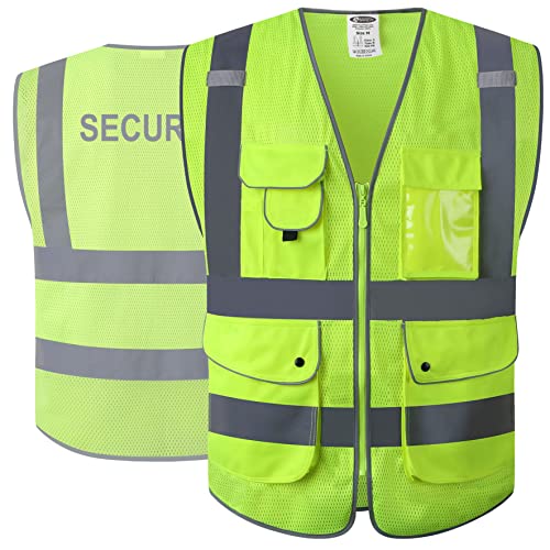 Jksafety JK-0007 9 Pockets Class 2 Security Hi-Vis Hq Mesh Lite Hi-Vis Zipper Front Safety Vest thumb #1
