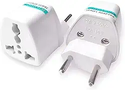 Adaptador Universal de Tomada, Kit com 2 Unidades, Compatível com Brasil, Reino Unido, EUA e Europa, 10A, 250V Bivolt, para Viagens e Eletrônicos