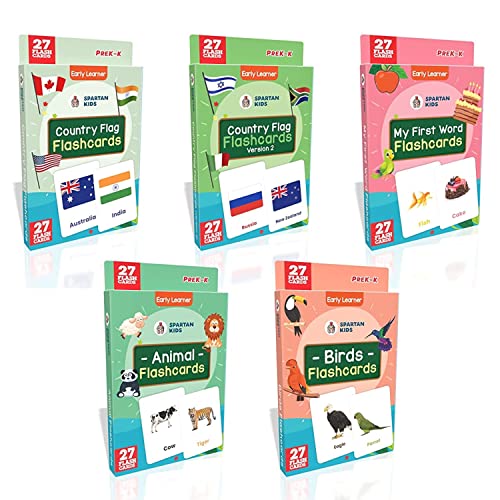 Image of Flash Cards for Kids (Set of 5) Easy & Fun Way of Learning 3 Months to 6 Years Babies (Combo Set)