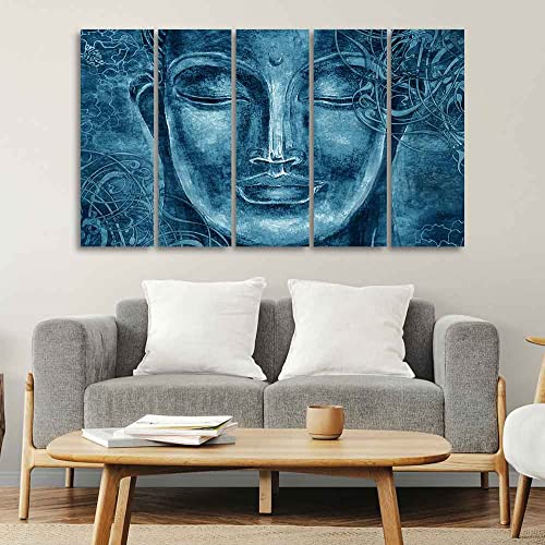 Image of VIBECRAFTS Face Sculpture of Buddha Five Pieces Wall Painting For Home|Office|Living Room|Gift (PTVC5Pcs4 8581)