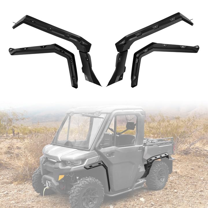 A & UTV PRO Sport Fender Flares for 2016-2024 Can-Am Defender Accessories Max/HD10/HD8/HD7/HD5 Extended Mud Flaps Front Rear Mud Guards Replace OEM #715003898
