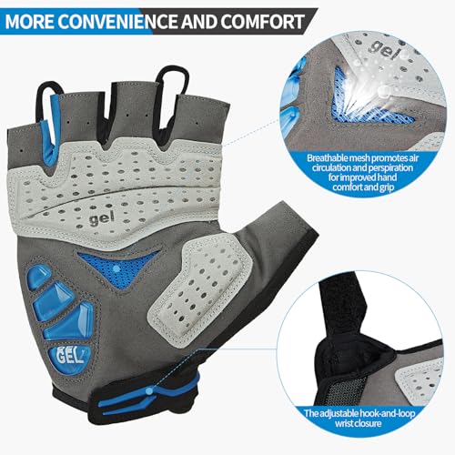 Image of Souke Sports Mens Cycling Gloves with Gel Pads Half Finger Bike Gloves Lightweight Anti-Slip Shock-Absorbing for MTB Road Biking