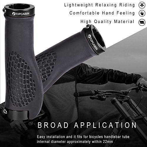 Image of TOPCABIN Ergonomic Bike Grips - Widen Holding Rubber Grips with Aluminum LockGrips for Mountain & Road Bikes