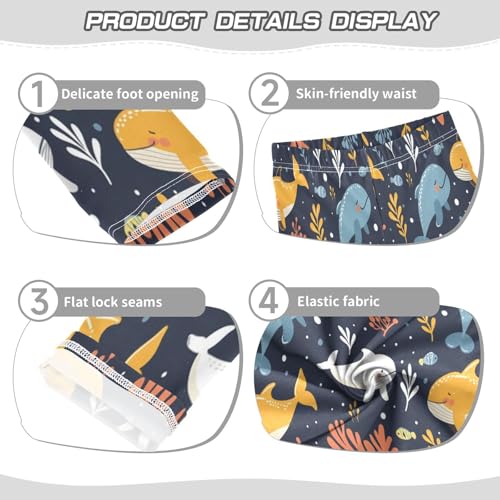 Bolaz Toddler Girls Leggings Printed Yoga Pants Leggings Yellow Blue Whale for Kids3