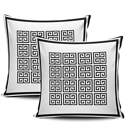 KELEMO Home Set of 2 Pillow Case Modern Black and White Geometric Greek Key Throw Pillow Covers Cushion Decorative Pillowcase Square 22 x 22 Inches Cover