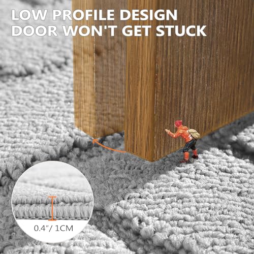 Image of hicorfe Dirt Trapper Doormat,20 inchx32 inch Welcome Door mat,Non Slip Backing Washable Door Mats,Absorbent and Resistant Low-Profile Entrance Inside Floor Mat for Front Back Door and Entryway(Light Grey)