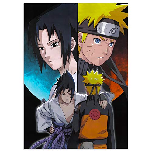 Naruto Poster Japanese Anime Naruto and Sasuke Print on Canvas Painting Wall Art for Living Room Decor Boy Gift (Unframed, Q-Naruto 1pcs)
