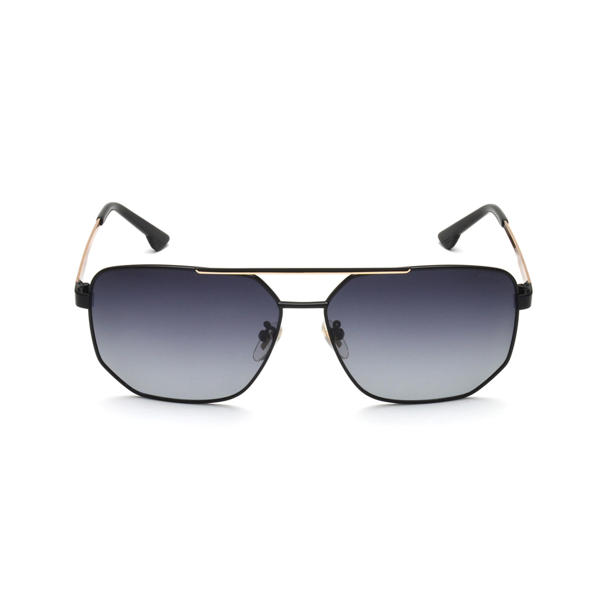 Eyewear | Smoke Gradient Lens Hexagon Sunglass | Full Rim | Shiny Black-Shiny Light Gold Frame With 100% U.V. Protection | Men Sunglasses | Large Size | Splb36K61304Sg-image-13