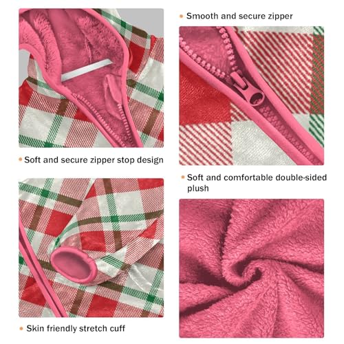 GuoChe Cream Merry Christmas Plaid Red Big Girls Jackets With Sherpa Lining3