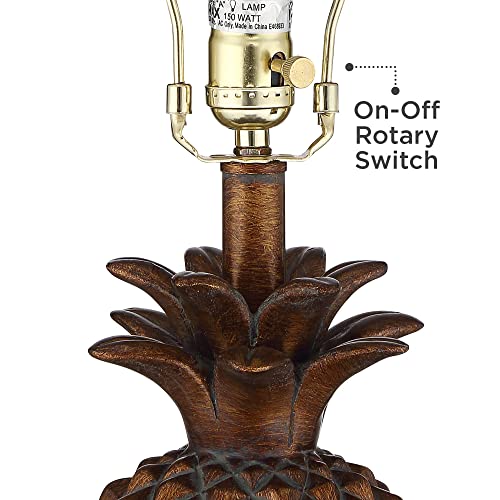 Regency Hill Paget 23 3/4" High Pineapple Small Coastal Tropical Accent Table Lamps Set of 2 Brown Living Room Bedroom Bedside Nightstand House Office Home Reading Fabric Oatmeal Shade - Image 8