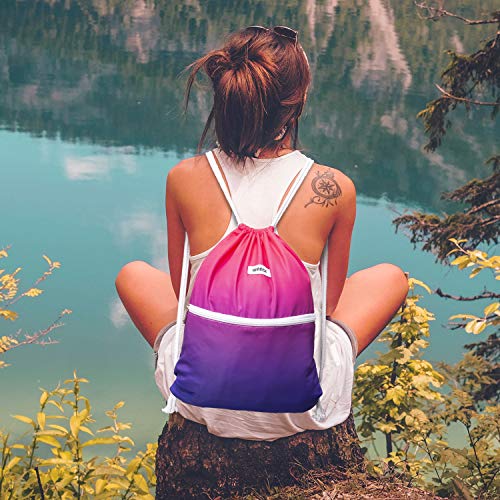Image of WANDF Drawstring Backpack, Gym Sackpack for Sports (Red) | Water-Resistant, Shopping, Yoga, Travel, Beach, Daily Carry