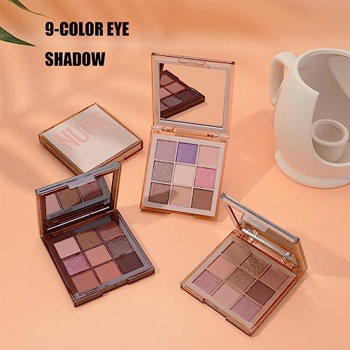 Eyeshadow Palette, Nude Eyeshadow Palette Matte Shimmer Make-Up Palettes, 9 Colours Smooth Touch Blendable Eye Shadow Pallets For Women High Pigmented Eye Shadow Palette With Mirror (02 Medium Nude) - Image 7