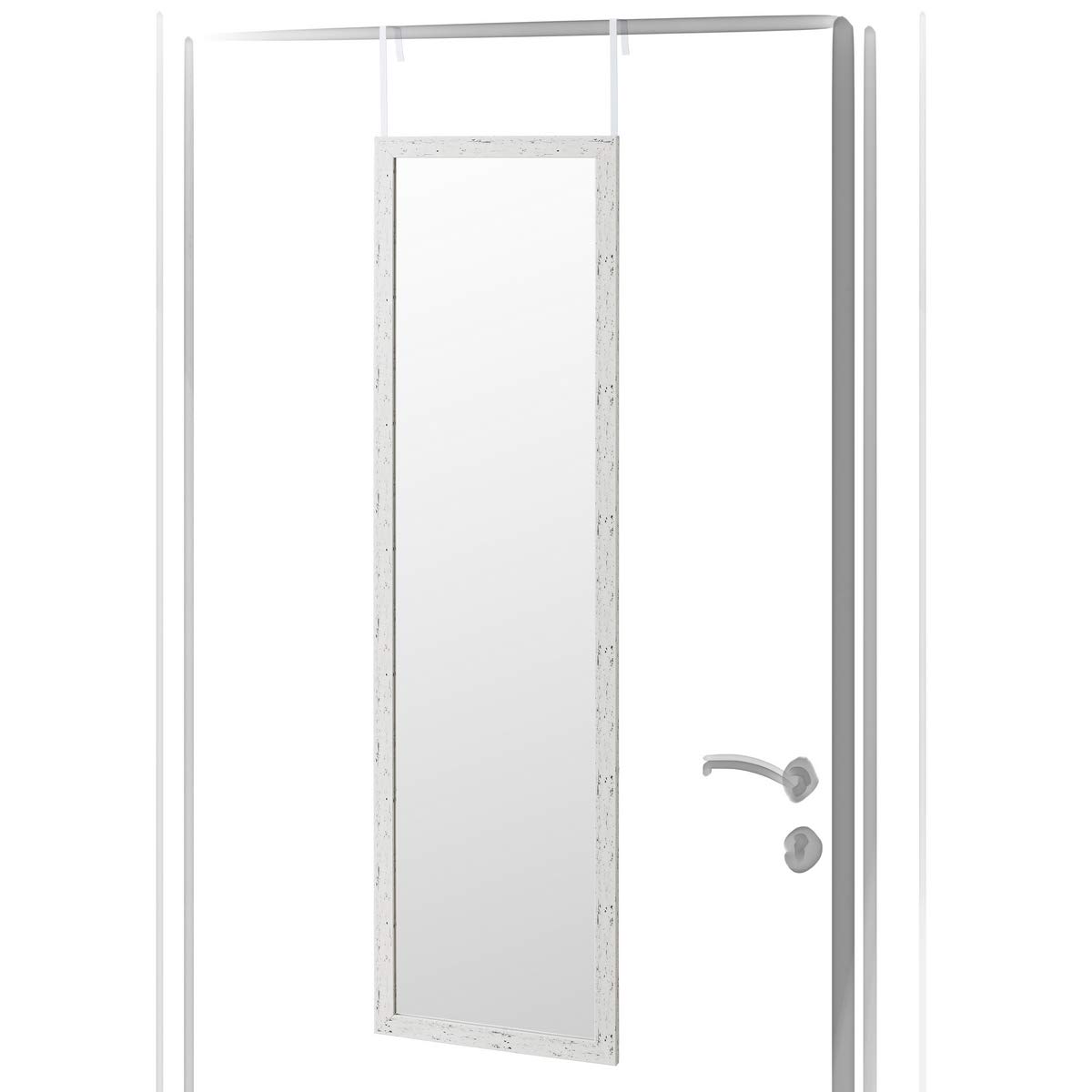 LOLAhome Espejo de Puerta Moderno de plástico de 35 x 125 cm Blanco nórdico