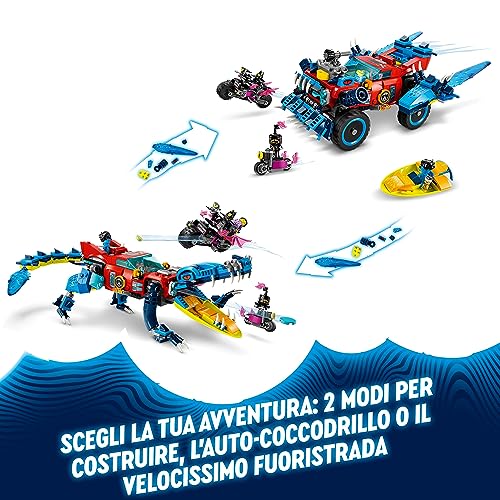 DREAMZzz 2 in 1 Auto-Coccodrillo, Giocattolo da Monster Truck a Macchina-Animale, Regalo per Bambini da 8 Anni con le Minifigure di Cooper, Jayden e il Cacciatore Notturno dalla Serie TV 71458 - Lego - Immagine 4