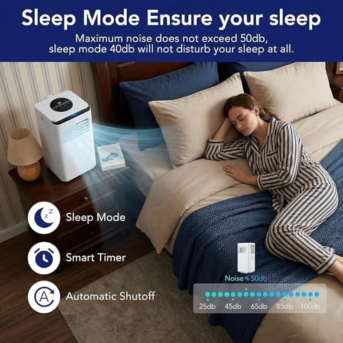 Image of 10,000 BTU Portable Air Conditioner Unit, Cools Rooms Up to 450 Sq Ft, 3-in-1 Built-in Dehumidifier & Fan, Ultra-Quiet Operation with Remote, Window Venting Kit for Bedroom, Office, Home
