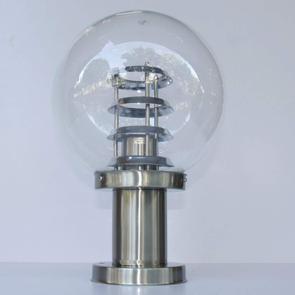 Luz fundida a presión para exteriores Bola de acero inoxidable Lámpara de poste impermeable transparente Luces de patio para cerca Proyecto súper brillante Lámpara de pilar Iluminación de patio Decor