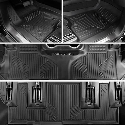 Image of Floor Mats for Chevy Tahoe /GMC Yukon /Cadillac Escalade 2021-2026, All Weather Floor Mats Cargo Liner with Backrest Cover and Door Sill Guards Accessories, Full Coverage Set (Fit 7 Seats)