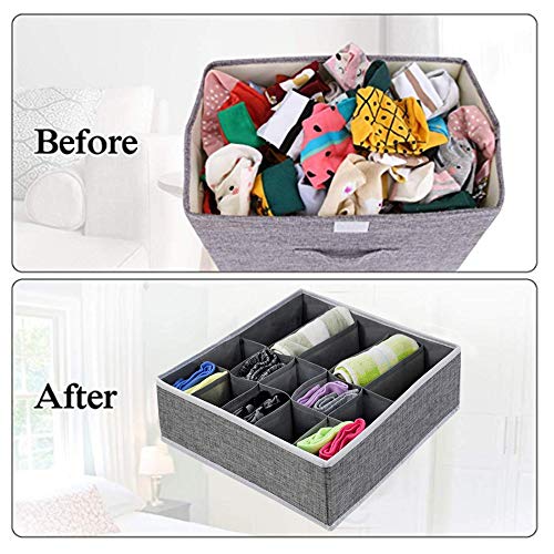 Dresser Drawer Organizer Divider, Foldable Underwear Clothes Storage bins Organizer for Bras,Ties,Belts,Socks, Set of 2