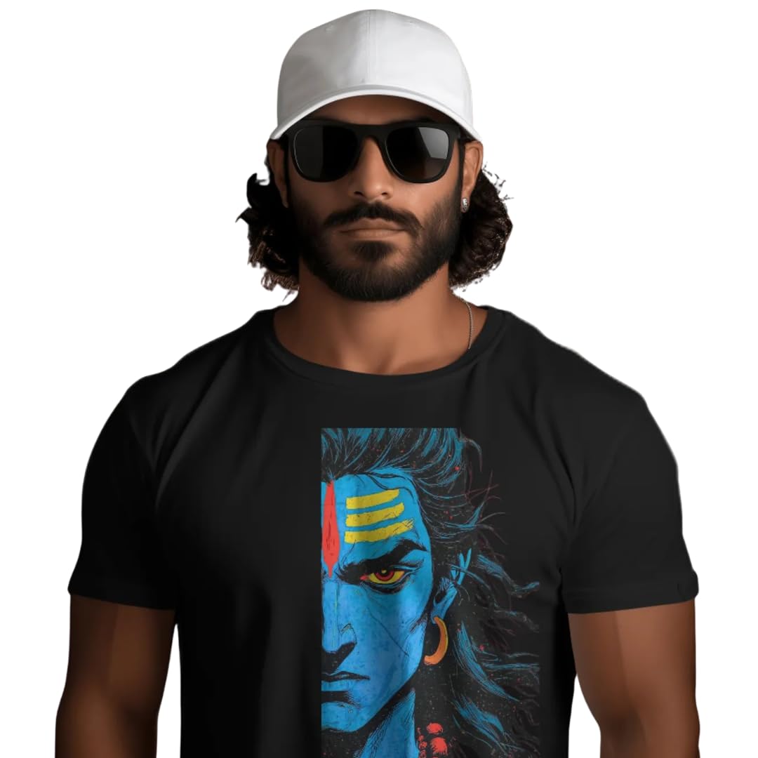 Mahadev Oversized T-Shirt for Men & Women | 190 GSM Cotton Bio Washed Tee | Spiritual Shankar Mahadev Graphic Printed T Shirt