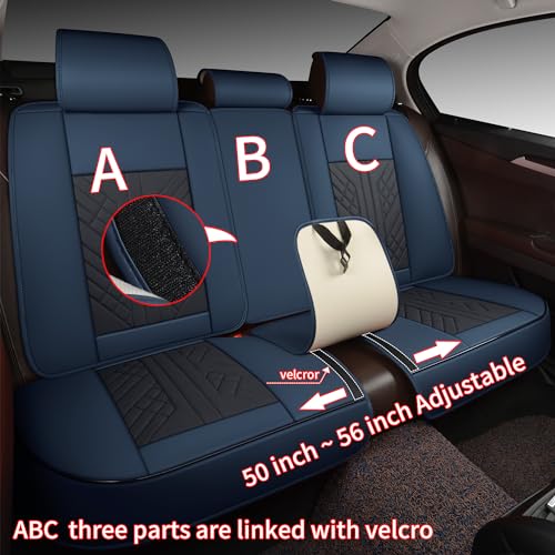 Image of GXT Bench Seat Cover, Premium Faux Leather Bench Seat Covers for Trucks - Universal Fit for Most Sedans SUV Pick-up Truck, Durable for Long Lasting Protection(Blue and Black)