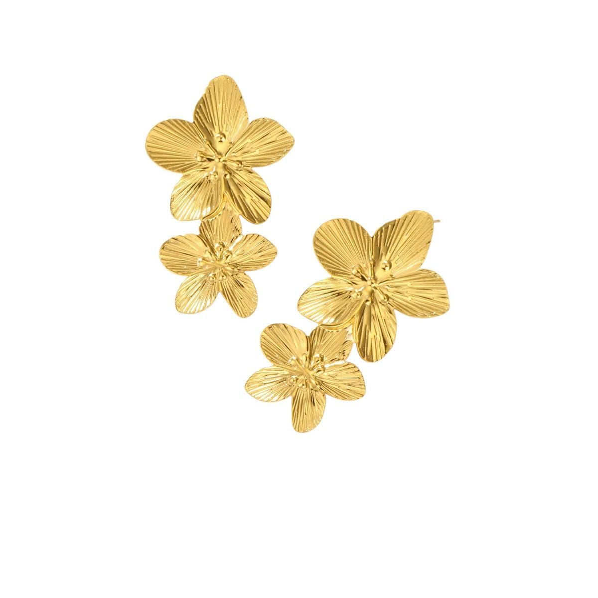 New 2026 Unisex Stainles Stell Exaggerated Large Flower Drop Earrings Stainless Steel Gold Color Stud Earring Trendy Party Jewelry Gift For Women