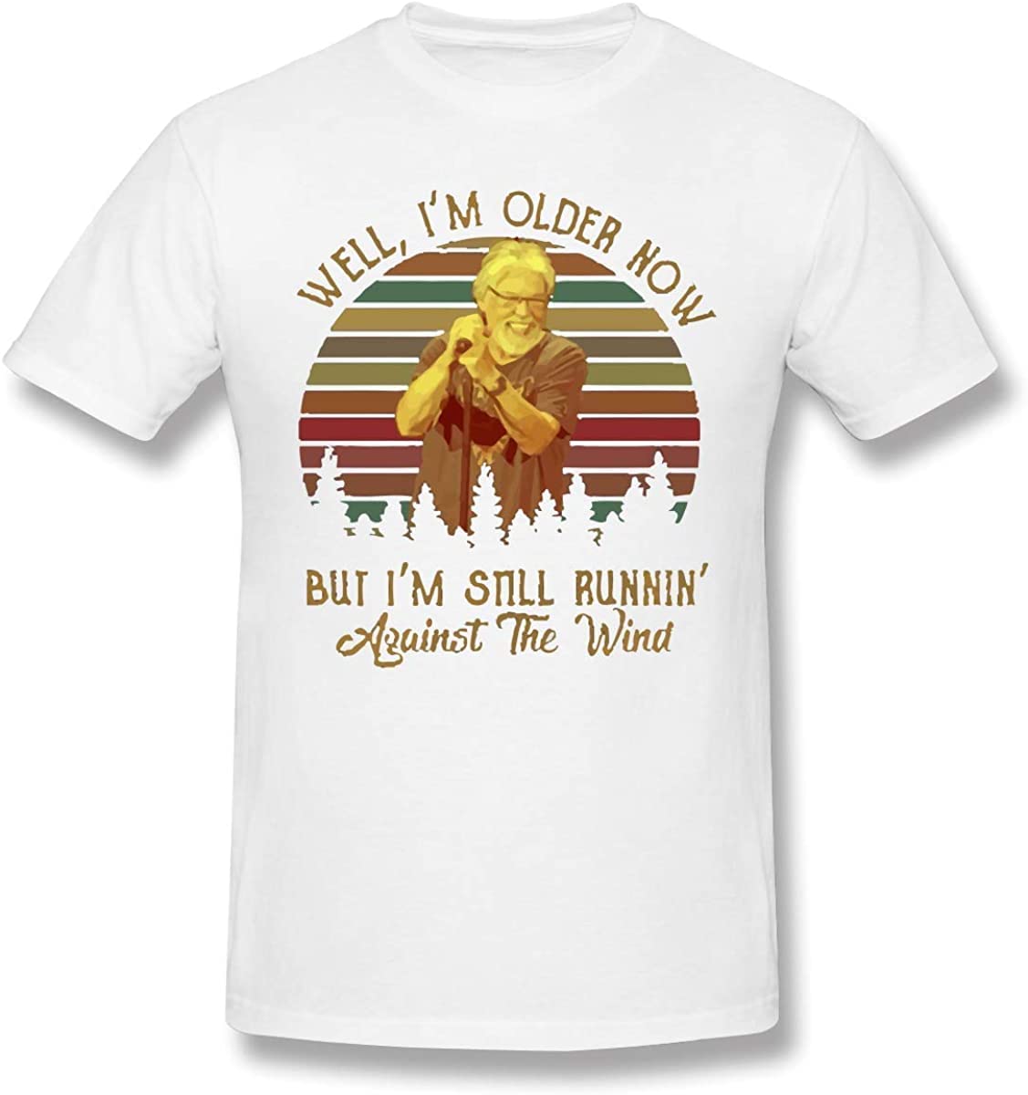 Iwmnggnmwi Men's Color 10 Bob Seger Well I'm Older Now But I'm Still Running Against The Wind Basic Short Sleeve T-Shirt (Large)
