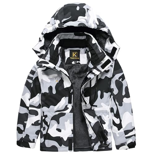 Keevoom Boys Winter Coat Ski Jacket Windproof Kids Snowboard Warm Fleece Snow Coat Waterproof Outdoor Hooded Ski Coats