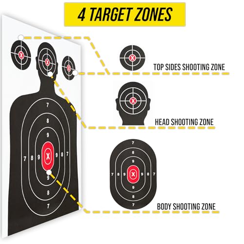 Image of 50 Pack Paper Shooting Target for Gun Range, Target Practice- (Industry Standard Size 17 X 25 inch) Silhouette Paper for Handguns, Rifles, Pistols, Airguns, BB Gun, Pellet Gun, Crossbow, Arrow