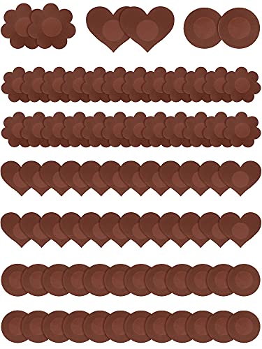 30 Pairs Nipple Covers Disposable Breast Pasties Adhesive No Show Satin Breast Petals Stickers Brown