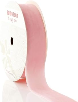 1" Velvet Ribbon Single Sided Craft Trim for Hair Bows Sewing Gift Wrapping and DIY Projects Soft Smooth Material Pearl Pink, 5 Yards