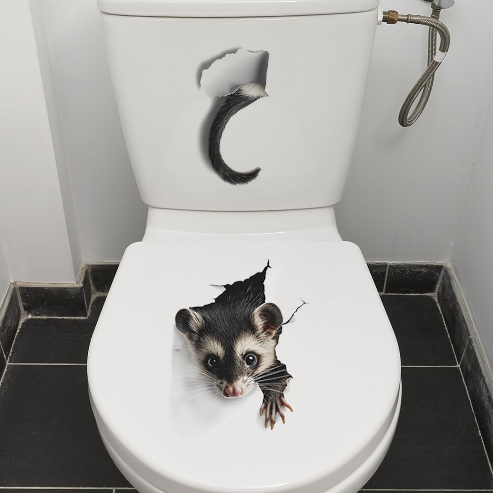 YUHGFD 2/4 PCS Toilet Seat Lid Sticker, Ferret Pattern Toilet Lid Decals, Bathroom Stickers, Non-Toxic Bathroom Decor, Child-Friendly Home Décor