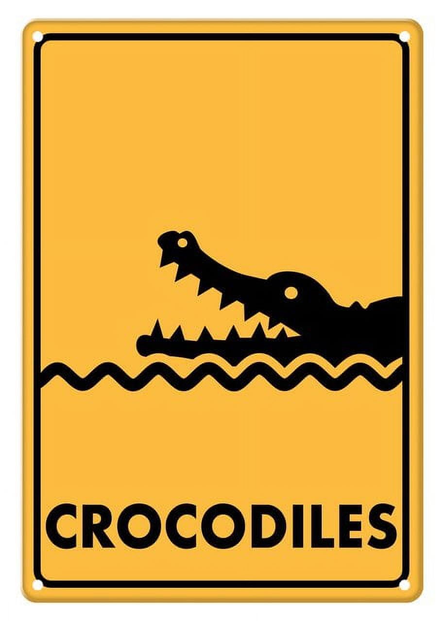 Crocodiles Symbol Aluminum Tin Sign for Home Kitchen Wall Decor 12X8Inch