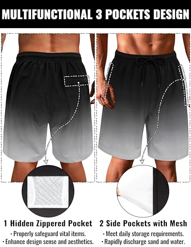 Sarfel Mens Swim Trunks with Compression Liner 9'' Quick Dry Mens Bathing Suit 9 Inch Inseam Men's Board Shorts Men Swimsuit2