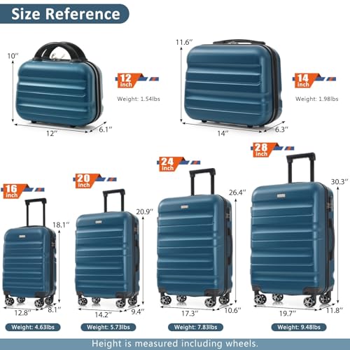6-Piece Lightweight ABS Hardshell Luggage Set - Durable Suitcases with Dual Wheels for Travel & Business3