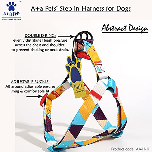 Aa-Pets-Step-in-Harness-for-Dogs-Cats-Puppies-in-Soft-Nylon-Waterproof-Material-Abstract-Design-Large-YellowBlue