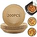 Aschef 200Pcs Papier Cuisson Air Fryer Antiadhésives Feuilles Papier Sulfurisé Rond Doublure en Papier Jetable Pour Friteuse à Air Four Micro-ondes Barbecue Cuire