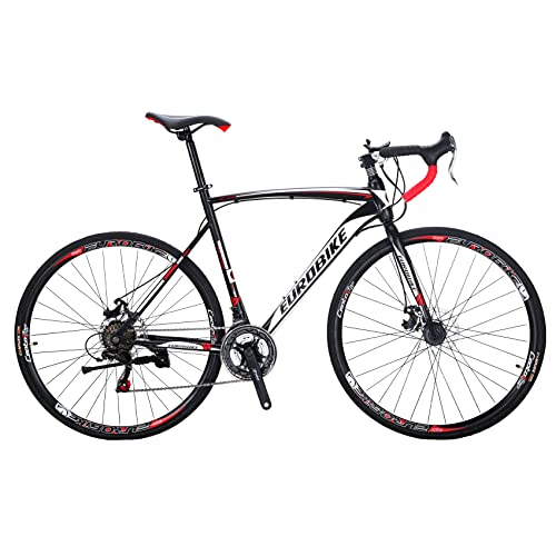 GIDUCTON Carbon Steel Road Bike, 21-Speed Drivetrain, Dual Disc Brakes, 700C Wheels, 49/54cm Frame (XC550 54-30)