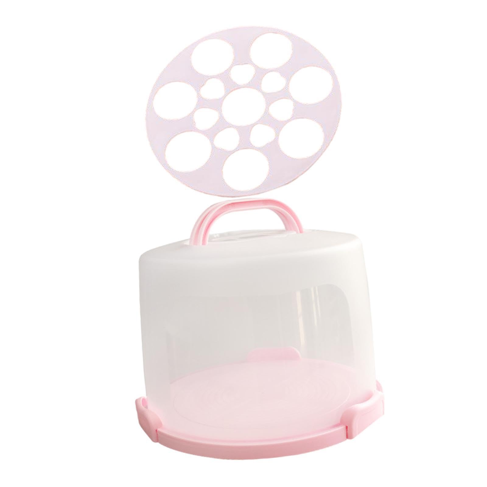KTUXZCI Cake Carrier With Lid Cake Storage Case Travelling With Cupcakes Pies And Special Occasion Cakes Portable Round Carrier Does Not Move When Carry, 10 inch with rack
