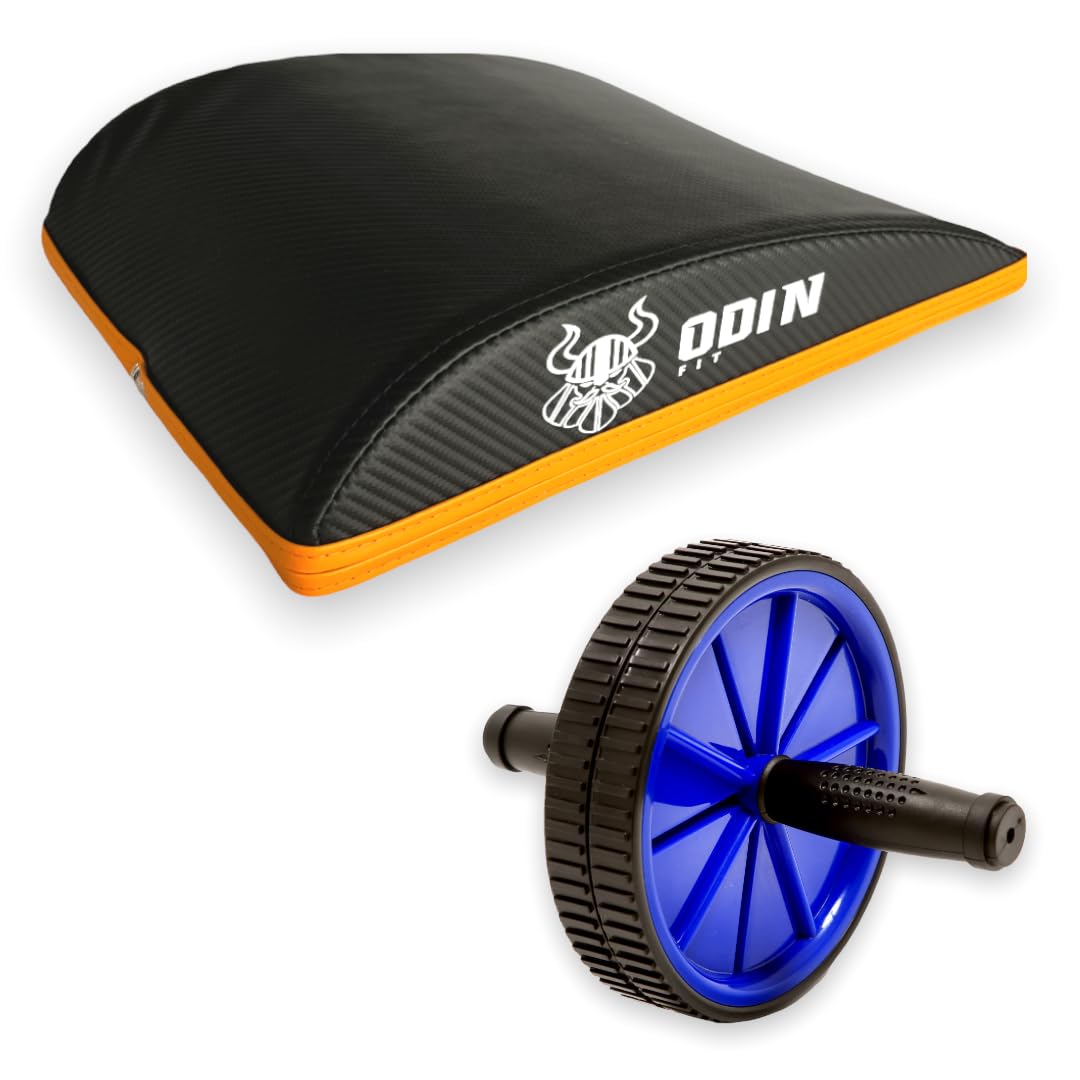 Kit Roda Abdominal e Almofada Abmat Apoio Lombar Treino Odin Fit