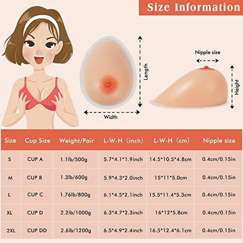 Windsleeping C Cup Self Adhesive Silicone Prosthesis Attachable Breast Forms Mastectomy Self-Adhering Fake Boobs For Crossdresser, Transgender Cosplay(L) #TOP4