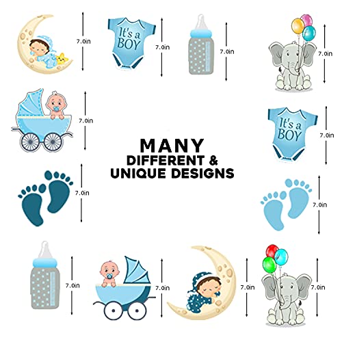 Image of Party Propz Blue Theme Welcome Home Baby Decoration - 54Pcs Combo Baby Boy Welcome Home Decoration Kit, Cutouts for Decoration with Banner, Blue Balloons and Fringe Curtain