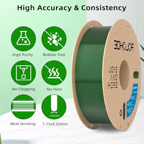 Image of 3DHoJor Update Basic PETG Filament 1.75mm, PETG 3D Printer Filament, 2.2 LBS (1KG) Cardboard Spool, Fit Most FDM 3D Printer, Translucent Green