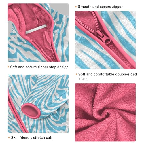 OTVEE Zebra Skin Animal Print Kids Hoodie Jacket Fall Spring Full Zip Warm Outwear Coat3